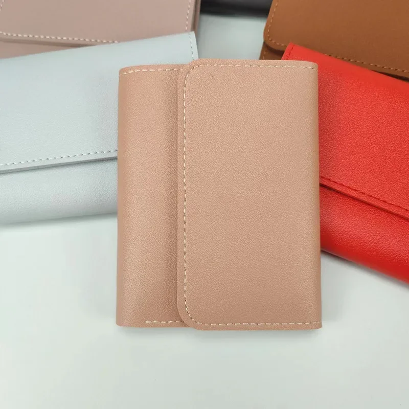 Carteras bonitas para mujer, pequeño bolso con cerrojo multitarjeta, Mini bolsa a la , Simple, tres pliegues, Clip corto, cartera portátil para mujer, monederos: Azul cielo