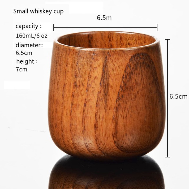 Vintage Whiskey Cup Beer Mug Bar Drinkware Natural Wooden Cup Cocktail Glass Wine Goblet Japanese Style Teacups: 160ML Whiskey Cup