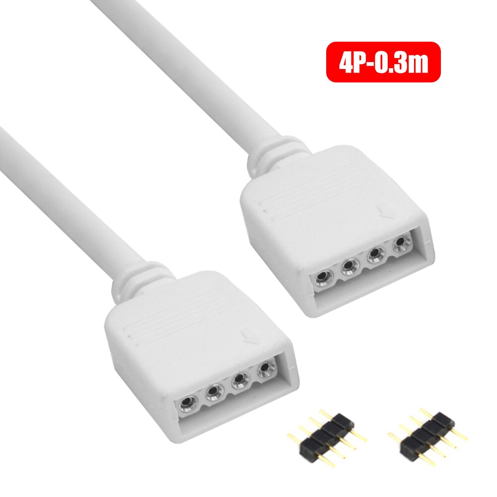 4Pin/5Pin Light Strip Extension Cable White LED Lamp Bar Extension Wire for 3528 5050 RGB/5050 RGBW LED Connector: 0.3m / 4P