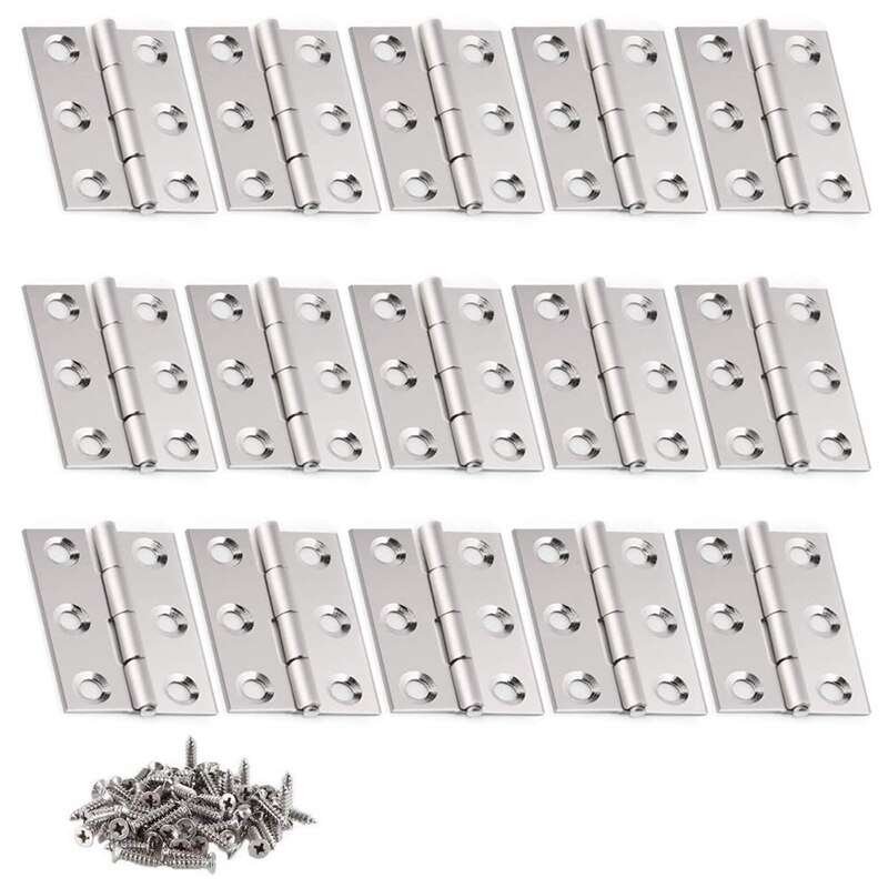 20Pcs 44mm Folding Door Hinges Stainless Steel Ball Bearing Hinges Internal Door Hinges with Screws,for Home Door Repair: Default Title