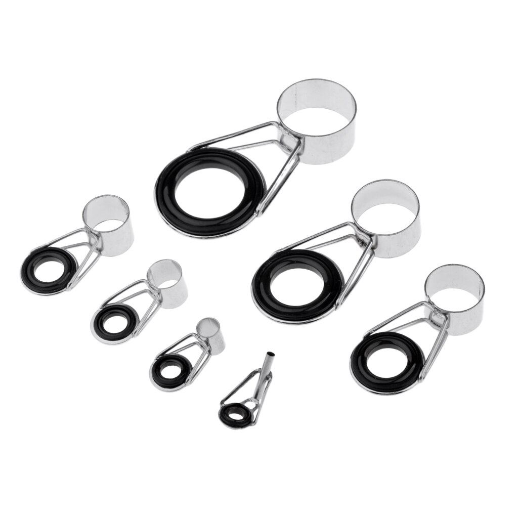 7 Stuks Hengel Gidsen Roestvrij Stalen Frame Keramische Ring Spinhengel Gidsen Onderdelen Reparatie En Tips Tops