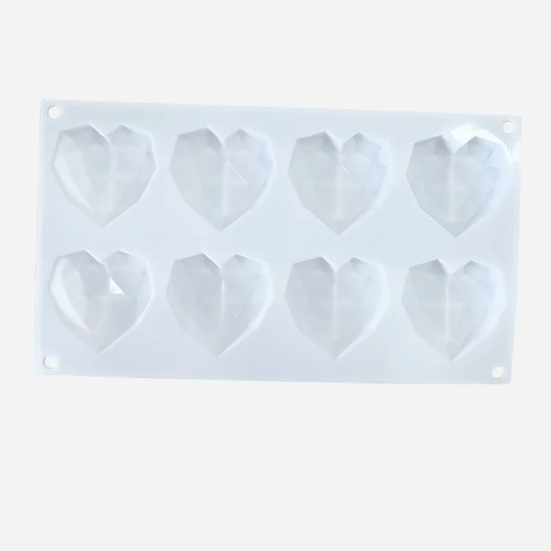 3D Geometric Cake Mold Heart Shaped Silicone Cake Mold With Mini Hammer Silicone Mousse/Chocolate Cakes Mould For Birthday: Orange
