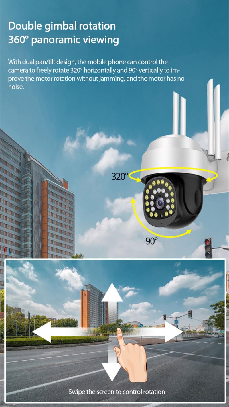 Cámara IP de seguridad PTZ de 1080P para exteriores, videocámara inalámbrica de detección humana IA con Zoom Digital, Wifi, H.264, P2P, ONVIF, Audio, visión nocturna, CCTV