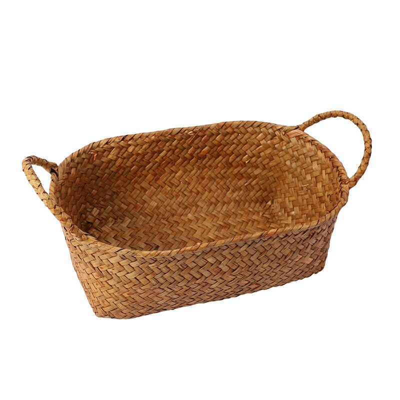 Wicker Weaving Storage Basket for Kitchen Handmade Fruit Dish Rattan Picnic Food Bread Loaf Sundries Neatening Container Case