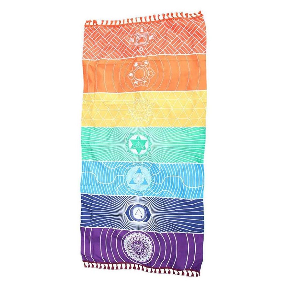 Meditation Yoga Rug Towels Mexico Chakras Tassel Striped Floor Mat Tassel Tapestry 150cm70cm Colorful Travel Yoga Mat Tapestry