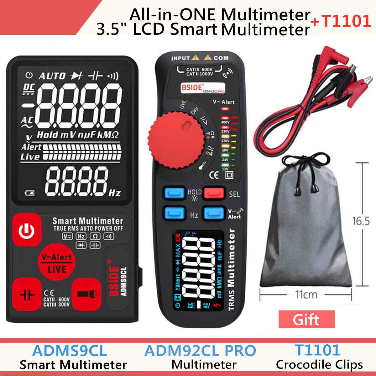 ADMS7 Spannung Tester 3,5 ''Große LCD Digital Smart Multimeter 3-Linie Display TRMS 6000 Zählt DMM mit Analog balken