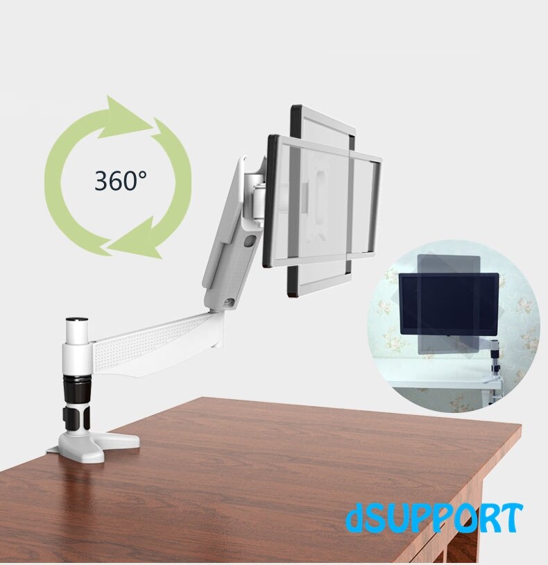 10-27&quot; 360 Degree Full Rotation Display Monitor Holder Desktop Clamping LCD TV Mount Bracket Arm 20~80cm Height MD5211W