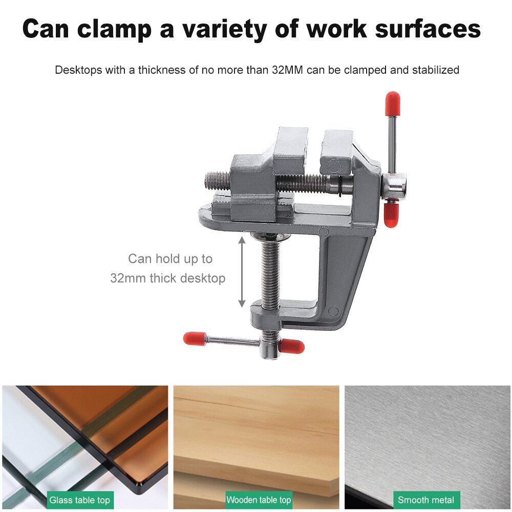 Mini Aluminum Alloy DIY Jaw Bench Clamp Drill Press Vice Micro Clip Power Tool Accessories for Clamping Table Water Pump