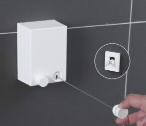 Double Row Clothesline Wall Mounted Retractable Clothes Dryer Steel Rope Wall Hanger Laundry Dryer Indoor Clothes Line WJ916: white-B