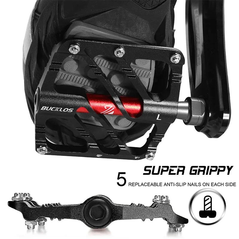 BUCKLOS-pedales de bicicleta con 3 rodamientos, ultraligeros, antideslizantes, CNC, pedales planos de aleación de aluminio, accesorios impermeables para bicicleta