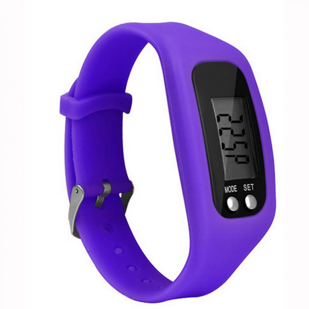 Sport Running Silicone Pedometer Calorie Step Counter Digital Watch Bracelet LCD Display Easy To Read Low Battery Consumption: PURPLE