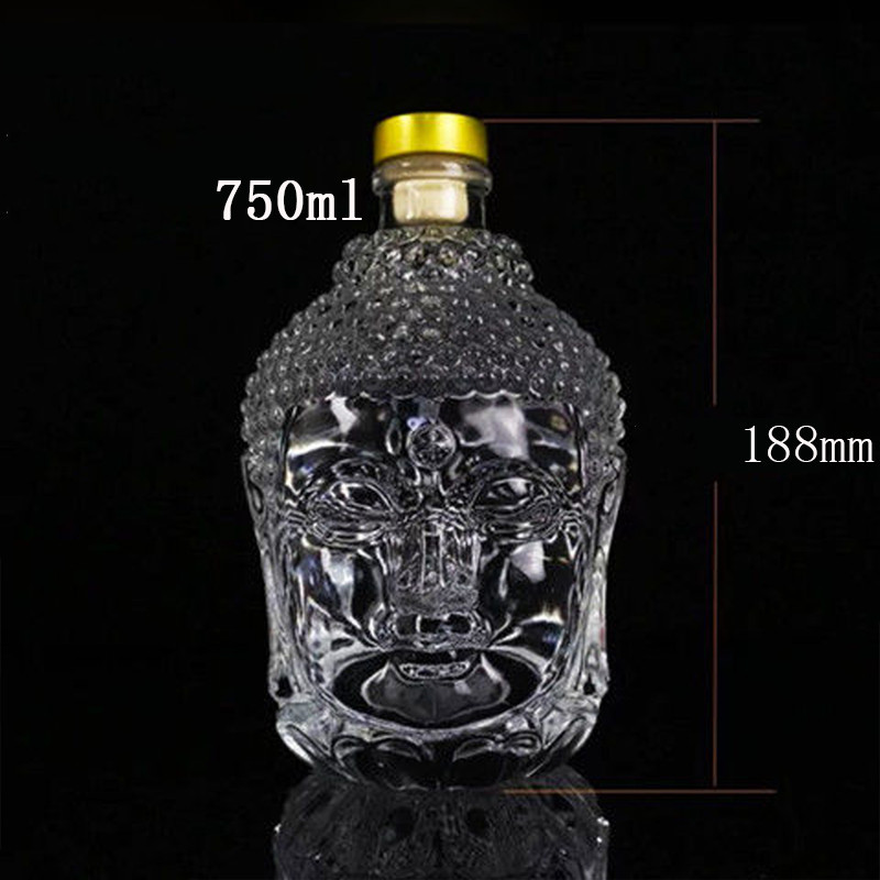 750ML Glas Flasche Statue von Buddha Kristall Wasser Flasche Wein Glas Tasse für Wodka Whiskey Trinken Gläser Hochzeit vasos de vidrio