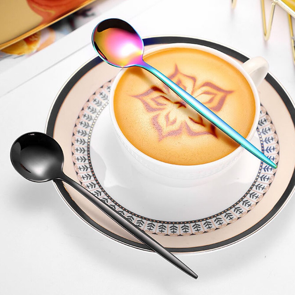 1Pc Teaspoon Mixing Coffee Spoon Dessert Stainless Steel Vintage Teaspoon Drink Tableware Flowers Tableware Kitchen Tools