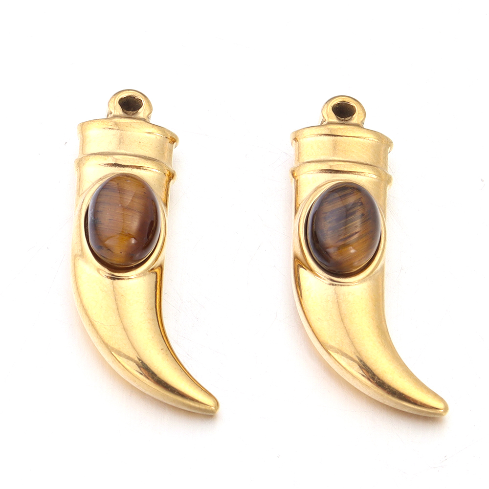 2 stk/parti rustfritt stål naturstein pepper øredobber anheng til diy halskjede smykker laging forsyninger blanding: Svart