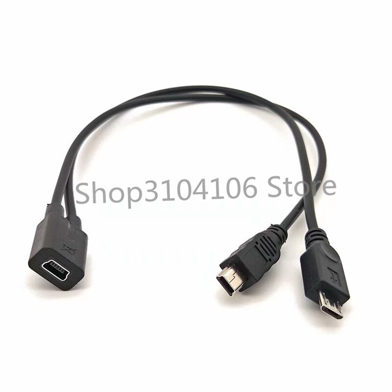 Mini USB 1 to 2 Y Splitter Cable, USB 2.0 Mini 5-Pin Female to Male + Micro USB Male Converter High Speed Charging Cable Cord