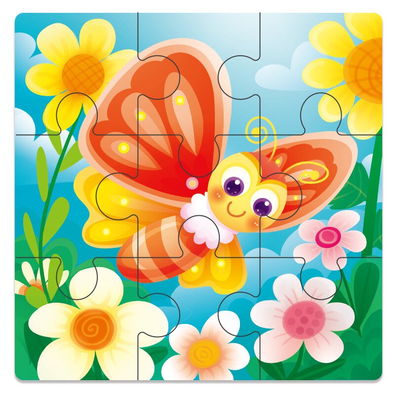 Baby Toys Wooden 3d Puzzle Cartoon Animal Intelligence Kids Educational Brain Teaser Children Tangram Shapes Learning Jigsaw Toy: Butterfly