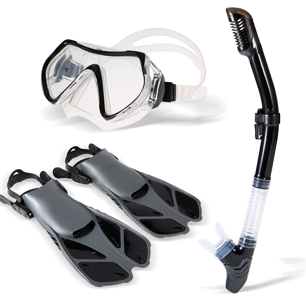 Lixada snorkelbril combo set anti-condens bril masker snorkel buis vinnen zwemvinnen dry top snorkel snel drogende uitrusting tas