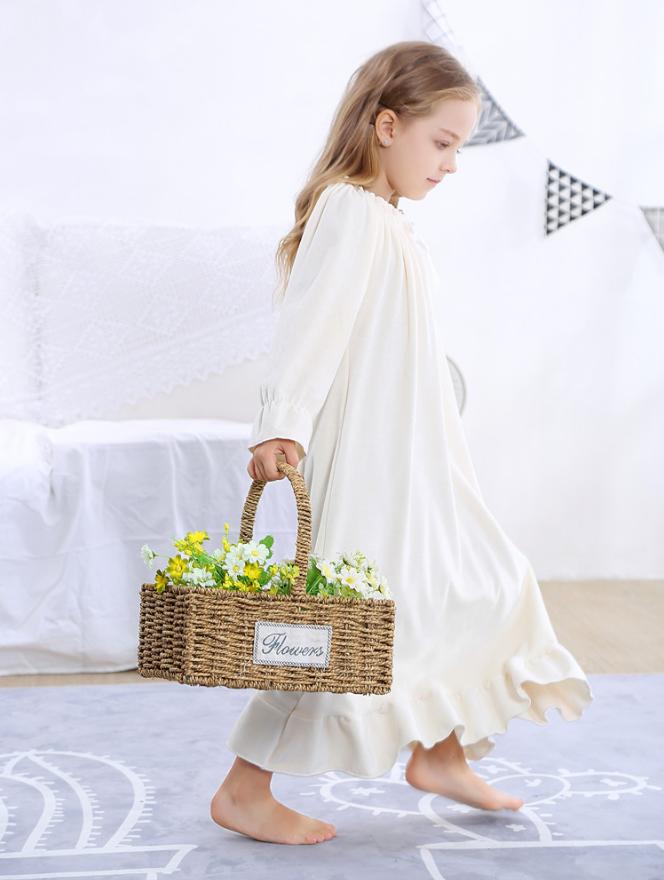 Våren barn & #39 ;s nattlinne baby flickor guld sammet barn sovkläder vintage prinsessa hem bär långärmad pyjamas