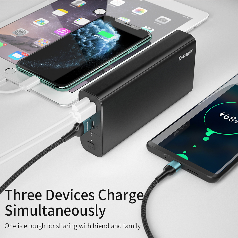Essager 20000 mAh banco de potencia PD QC 3,0 rápido carga portátil banco de energía 20000 mAh cargador de batería externo para Xiaomi iPhone Huawei