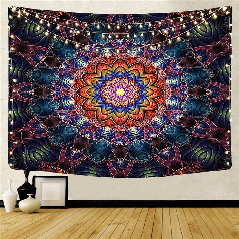Tapiz colgante de Mandala Hippie , colorida manta psicodélica Bohemia, decoración artística para el hogar, 95*73cm: 02