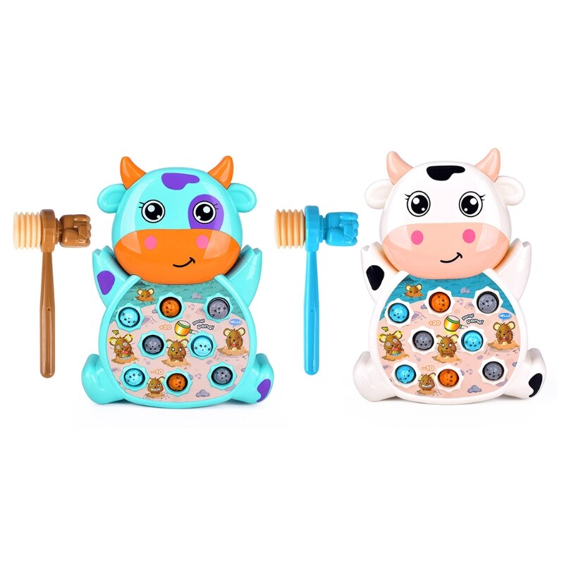 2020 nova criança dos desenhos animados vaca elétrica whack-a-mole brinquedo batendo máquina hamster