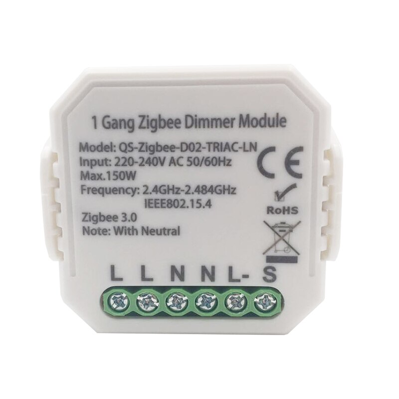 Lonsonho Tuya Smart Zigbee Dimmer Switch Module 1 2 Gang 220V With Neutral 2 Way Wireless Control Works With Alexa Google Home: 1 gang