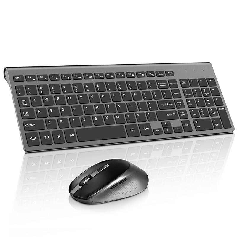 JOYACCESS Ergonomic Wireless Keyboard and Mouse Set Computer Mause Silent Button Keyboard and Mouse Combo 2.4G for Laptop PC: American Black