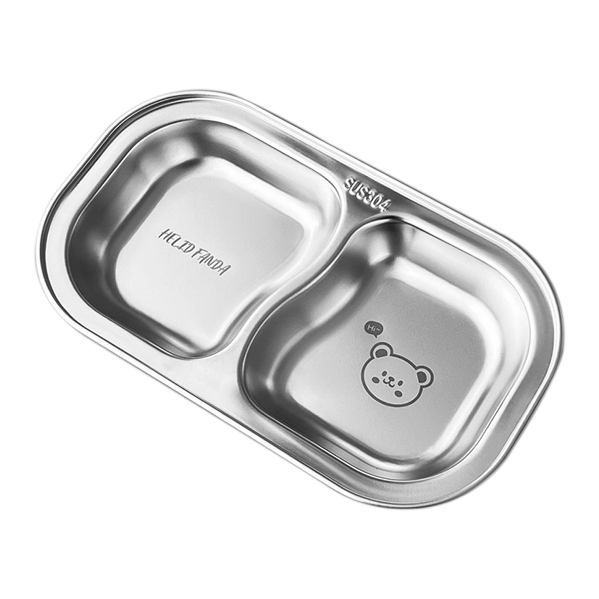 WORTHBUY Stackable 304 Stainless Steel Dinner Plate Kid Divided Dining Plate Cute Snack Tray With Compartments Kitchen Tableware: Red