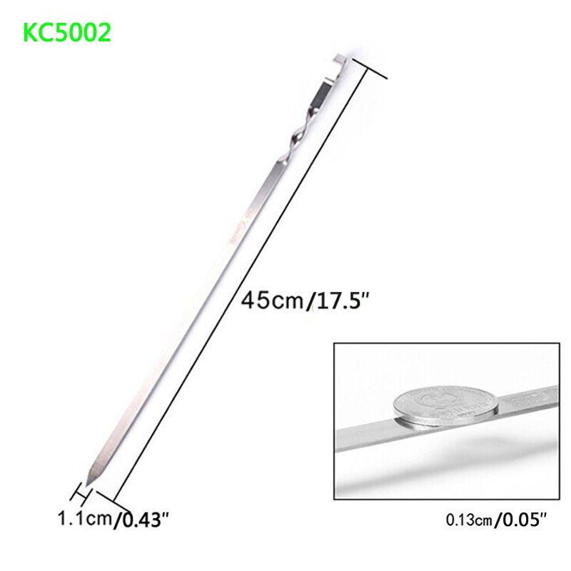 Pincho de barbacoa , tenedor para asar, 6 unids/lote, brocheta de acero inoxidable de 17,7 &#39;&#39;/45cm, pinchos planos para carne al aire libre, largo, espeto inox