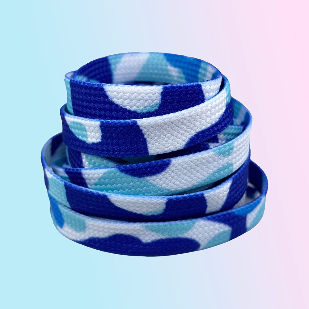 Bunte Schnürsenkel 120CM Breite Spitze Regenbogen Gradienten Druck Flache Leinwand Schuh Spitze Schuhe lässig Chromatische Farbe Schnürsenkel Für Turnschuhe: Blau