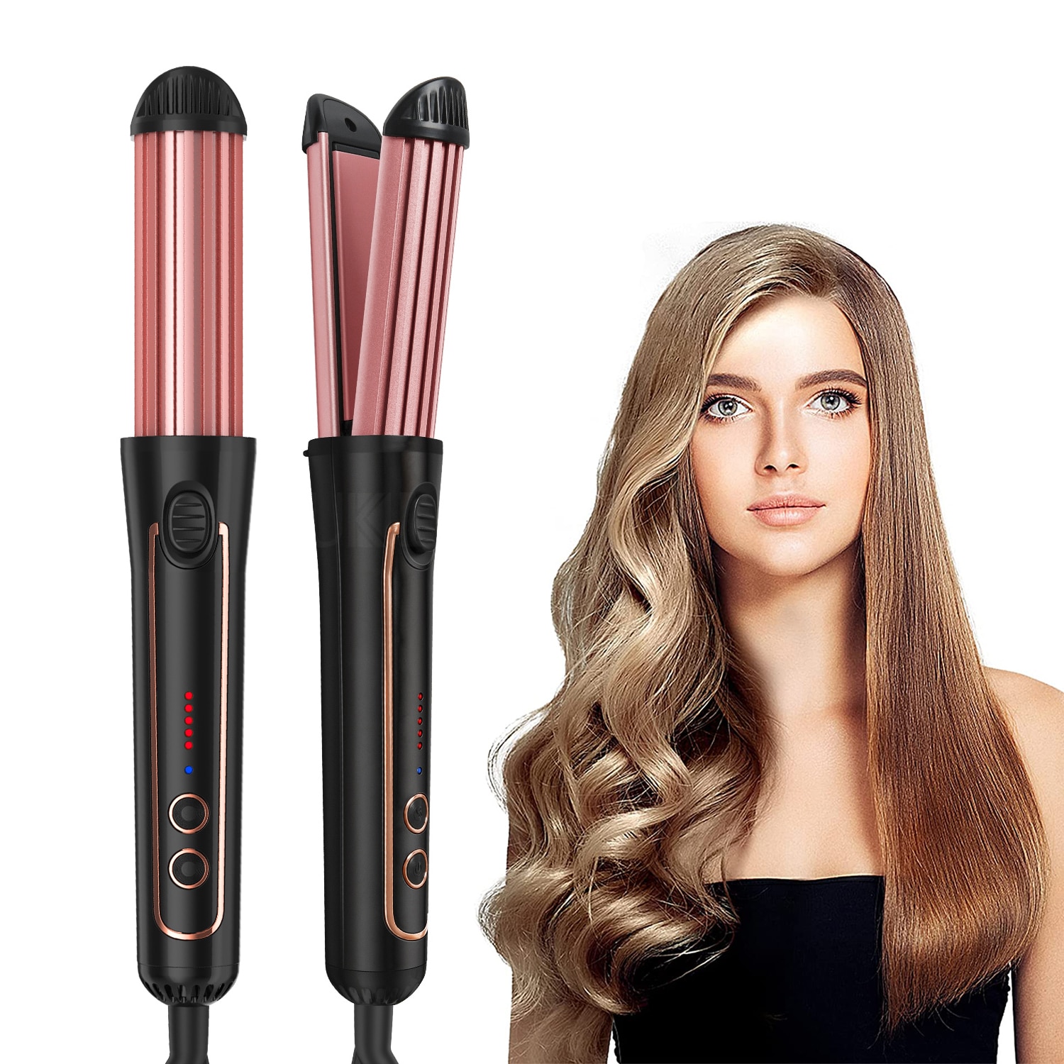 Cool Air Curler Hair Protection with Cool Wind Air Technology 2 in 1 Straightening and Curling Iron Portable Air Curling Wand