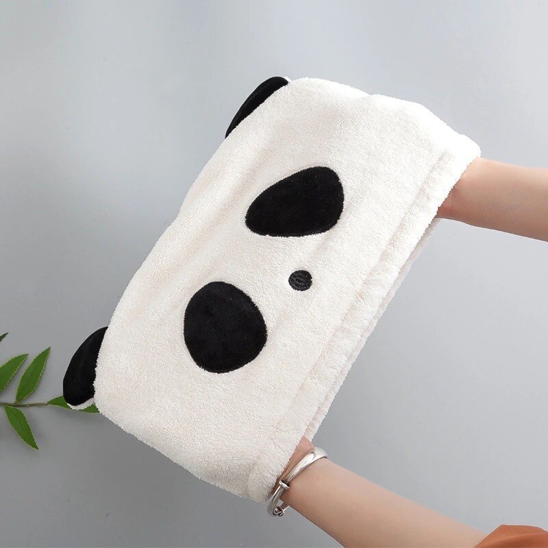 Cutie Panda Dry Hair Cap Microfiber Hair Turban Water-absorbing Thickened Hair Quick-drying Shower Caps for Women Kids