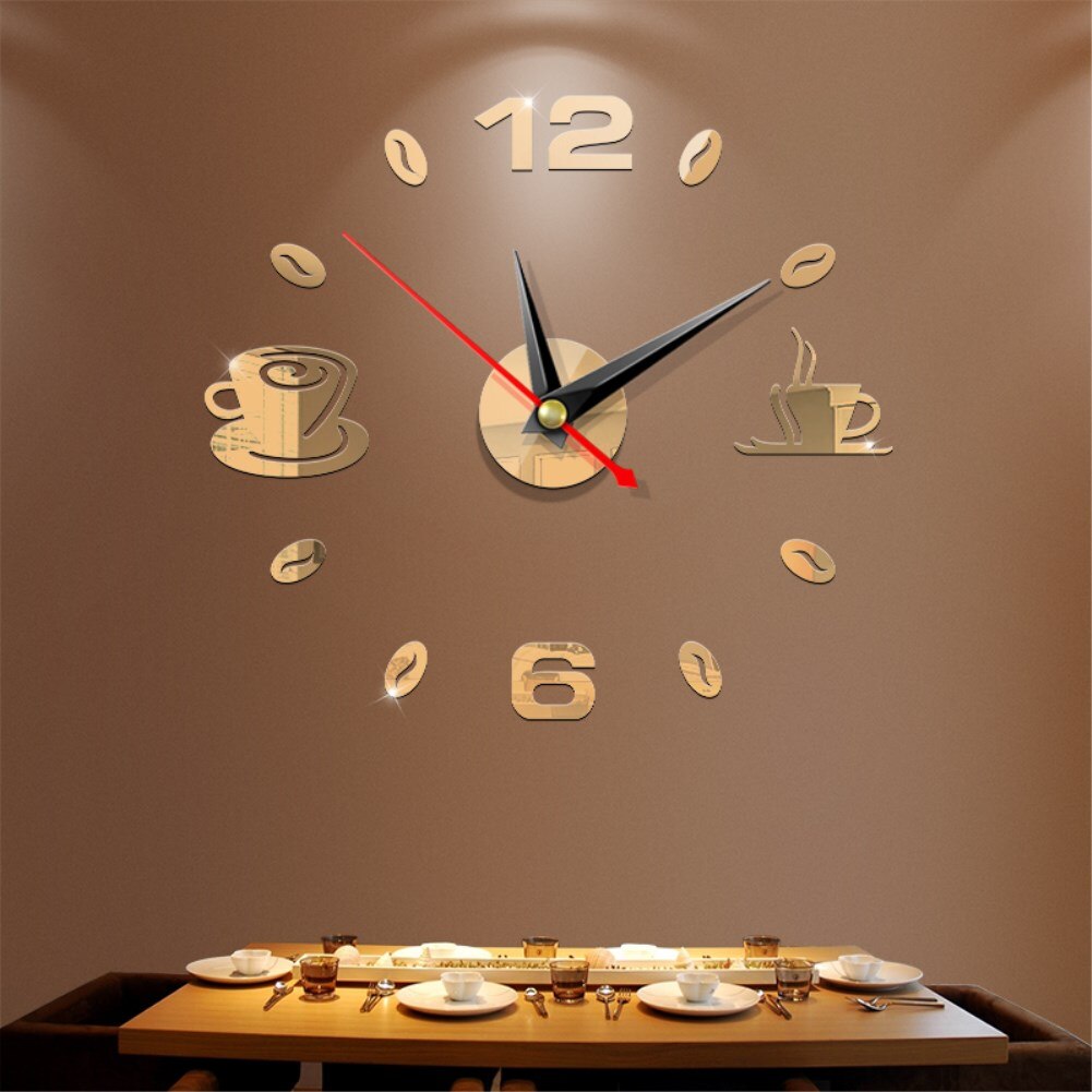 Reloj de pared grande de cuarzo 3D DIY, relojes decorativos grandes de cocina, pegatinas de espejo acrílico, reloj de pared de gran tamaño, letra para el hogar, decoración del hogar: 4