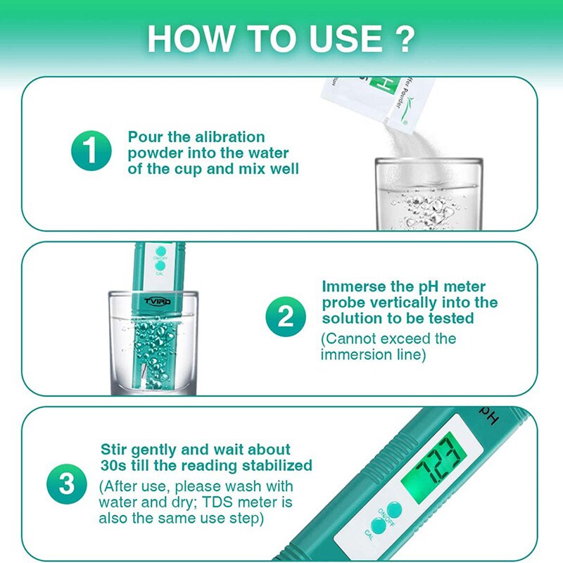 PH Meter, 3 In1 TDS+EC+Temp Meter Digital PH Meter Water Tester with LCD Sn Accuracy Resolution