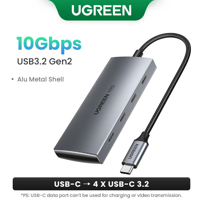 UGREEN USB C HUB 10 Gb/s Type-C 3.2 Gen2 Rozdzielacz USB USB C USB A Hub 4 porty USB 3.2 do MacBooka Pro Air Adapter wieloportowy typu C: Różowy