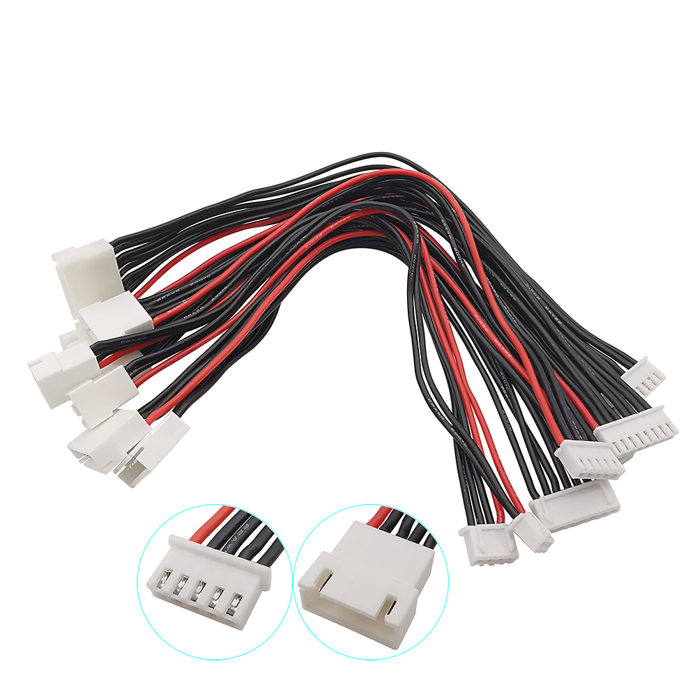 5 stk. 2s 3s 4s 5s 6s 7s 8s lipo-balanceledning, forlængerkabel, opladet ledning, 22 awg 20cm jst-xh-stik, silikonekabel