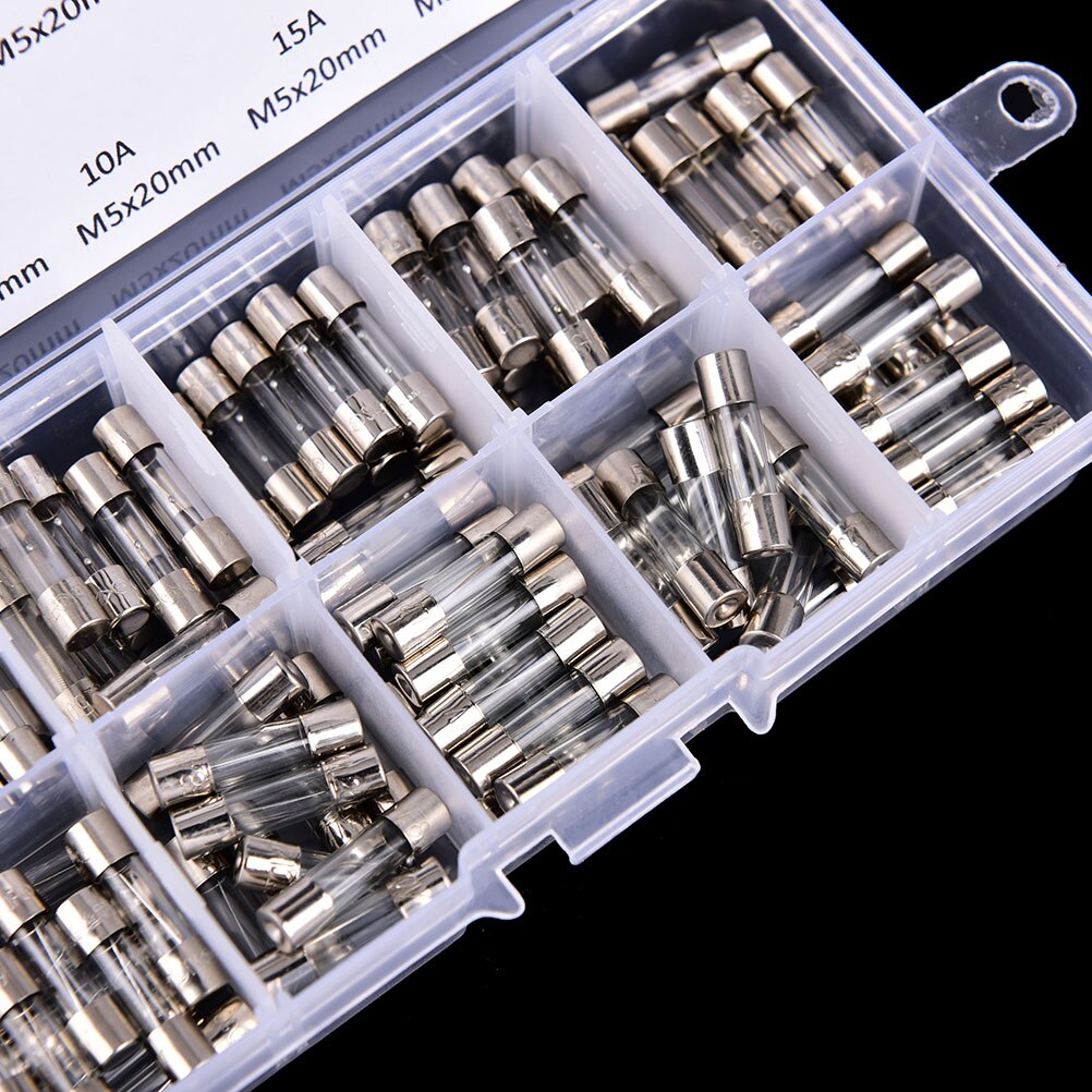 100pcs Fuses Fast-blow Glass Material Fuses Quick Blow Car Glass Tube Fuses With Quick Blow Function Assorted Kit 5*20