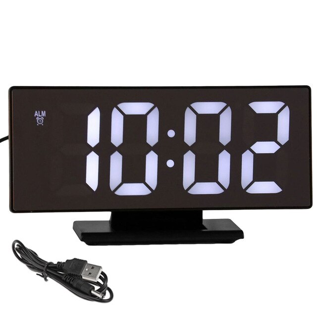 Large screen LED digital clock HD mirror bedside electronic watch ins simple bedroom alarm clock luminous mute: 1