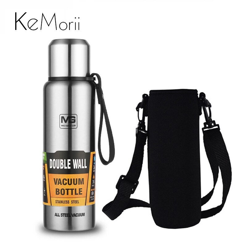 Bouteille Thermos en acier inoxydable 304, flacon sous vide de grande capacité, gobelet isolé avec corde pour boissons au thé, eau froide et chaude