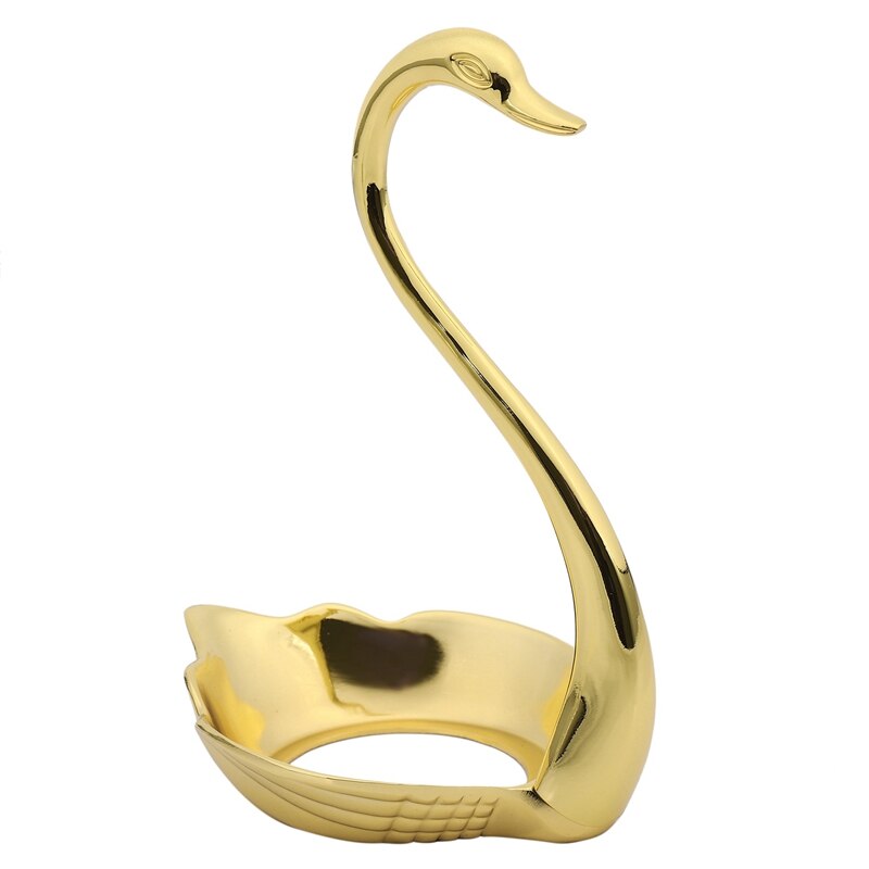 -2X Aluminum Alloy Condiment Pot Seasoning Container Coffee Storage Organizer Swan Rack Set Gold