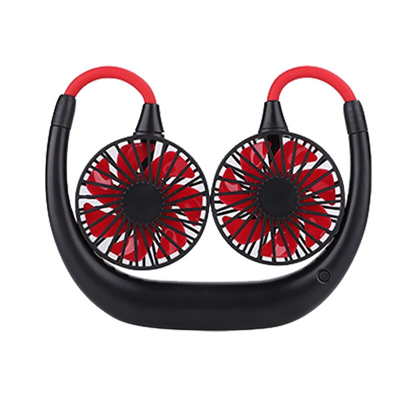 Neck Fan Portable USB Rechargeable Fan Personal Fan Wearable with Dual Heads for Travel Outdoor Office: black
