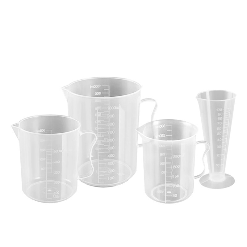 Taza medidora de plástico transparente de 100/300/600/1000ml, recipiente dosificador para laboratorio, herramienta de medición para cocinar y hornear