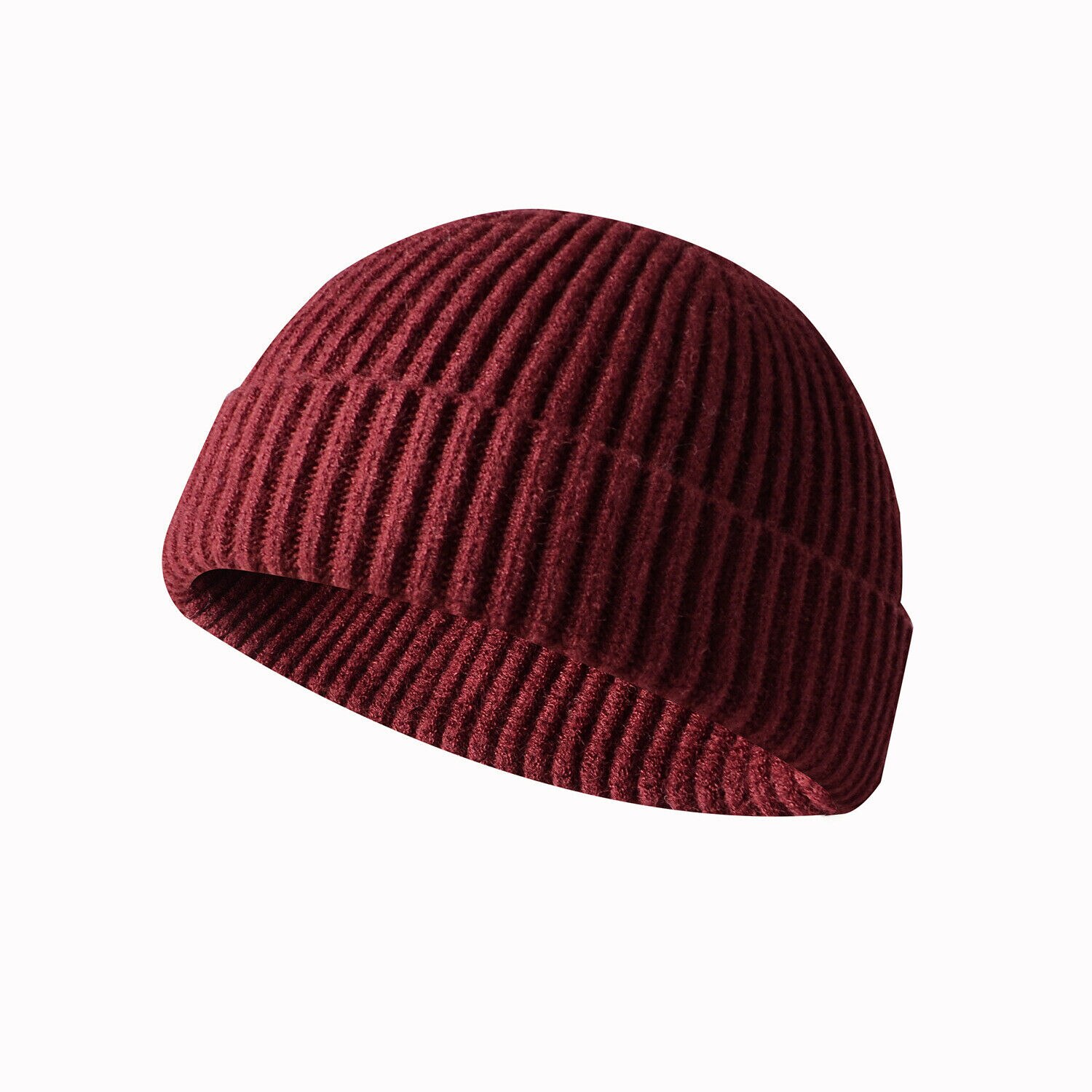 Men/Women Unisex Autumn Winter Knitted Hat Beanie Skull Cap Sailor Cap Cuff Brimless Retro Warm Hat Retro Warm Hat: wine red