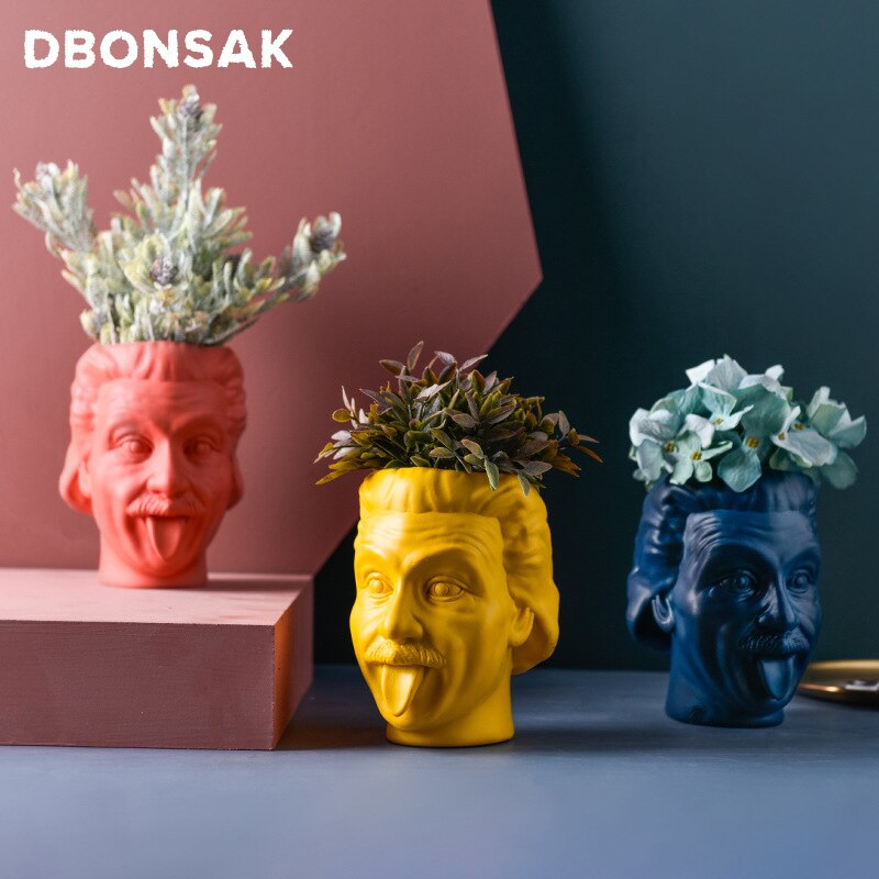 Art visage humain Vase tête humaine Vase Portrait Pot de fleur porte-stylo réservoir de stockage Arrangement de fleurs scientifique Statue ornement