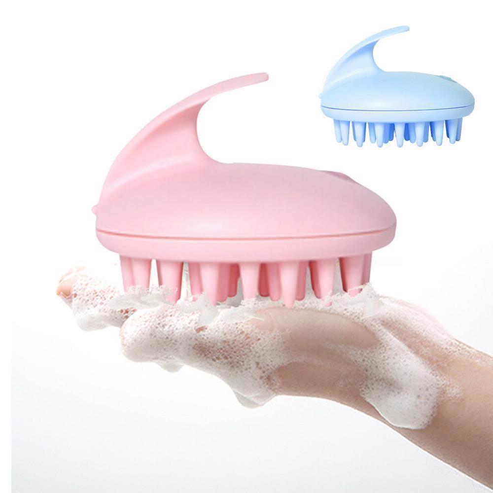 Siliconen Shampoo Hoofdhuid Borstel Douche Body Wassen Haar Massage Massager Brush Kam Shampoo Massage Borstel: Rabbit pink