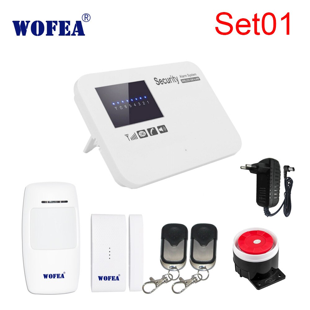 Wofea ios & android app kontrol sikkerhed gsm alarm system relæ kontrol til hjem indbrud alarm alarm zone brand alarm: Sæt 1