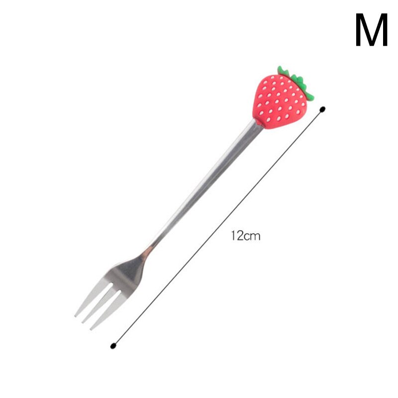 Spoons Fork Stainless Steel Coffee Stirring Spoon Fruit Dessert Fork Fruit Shaped Kitchen Tool Teaspoon Tableware: M