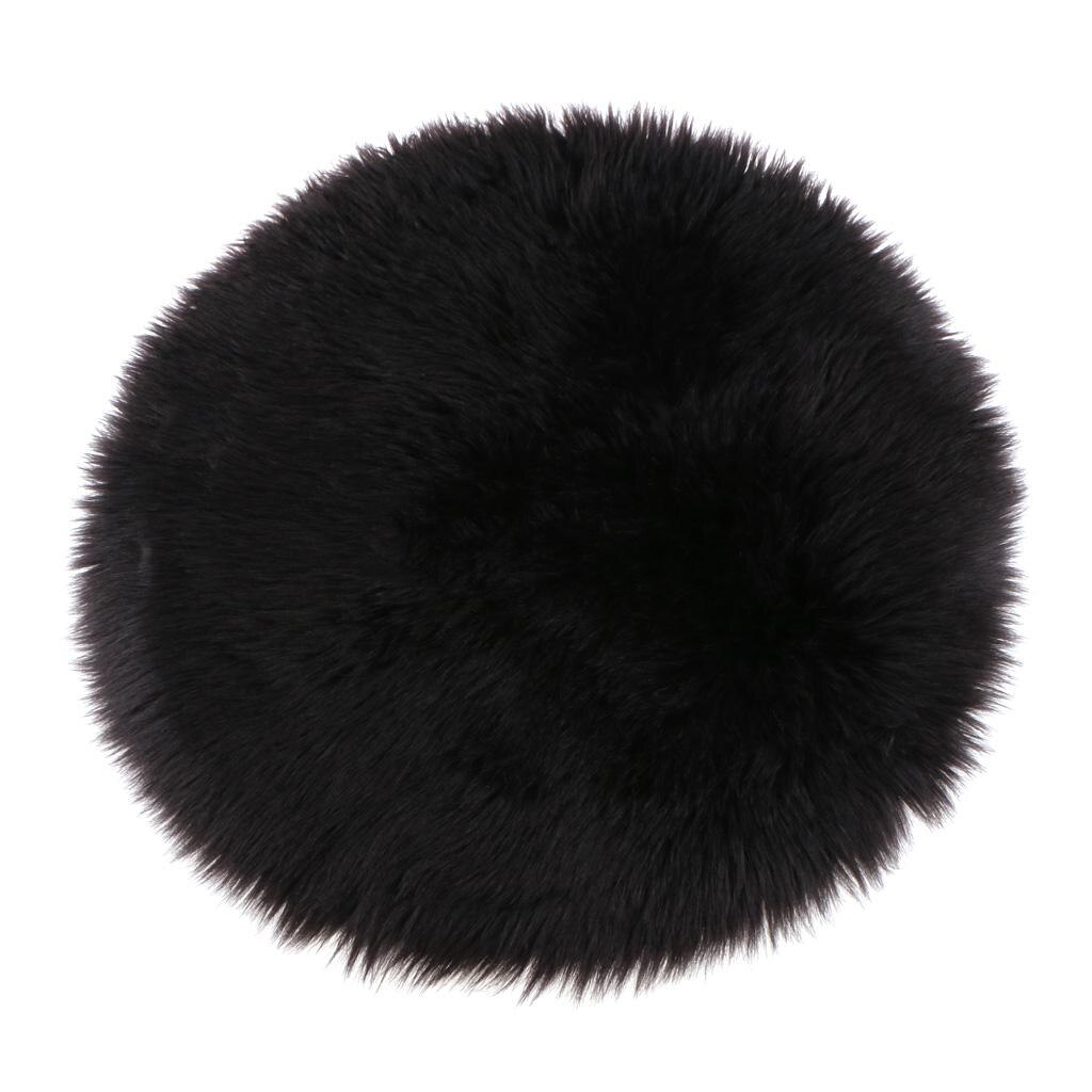 Luxe Faux Fur Schapenvacht Tapijt, Ronde Met Dikke Stapel, Machine Wasbaar, Soft & Stijlvolle Home Decor: Black