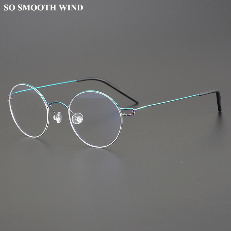danesa, montura de gafas redonda pequeña sin tornillos para hombres y mujeres, gafas de titanio, monturas de borde de aire, gafas ultraligeras