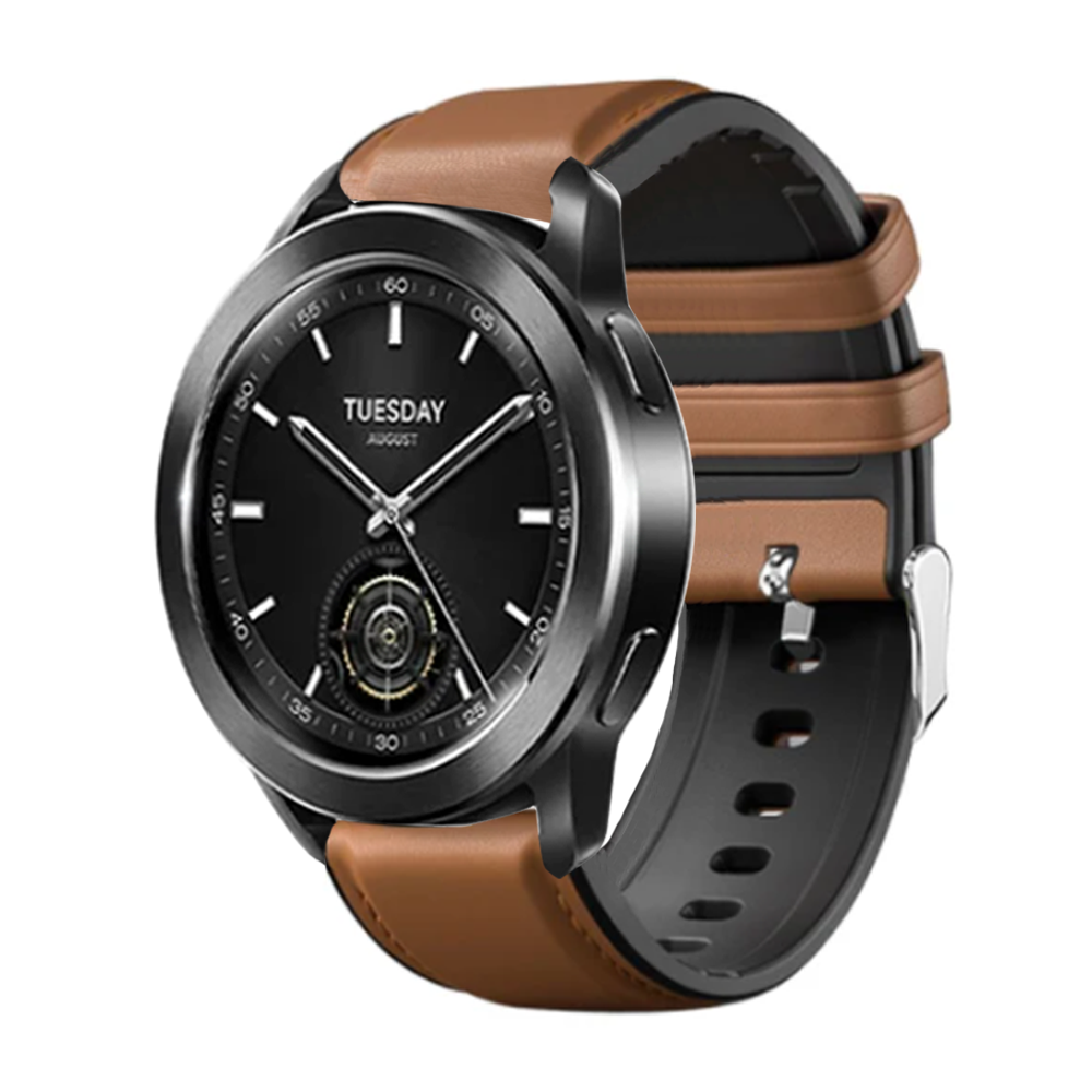 Lädersilikonarmband för xiaomi klocka  s3 smartklockarmband sportband för xiaomi klocka  s3 22mm armband tillbehör correase: Xs / Ljusbrun
